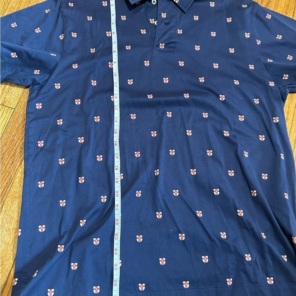 Ralph Lauren Polo Shirt Adult Medium Navy Allover Crest Print Fine Cotton Shirt